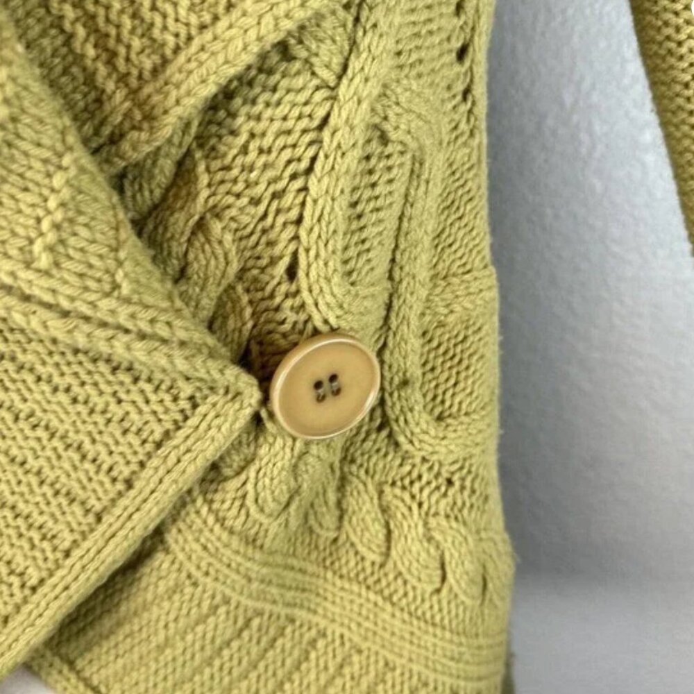 Sundance Women's Cable Knit Wrap Cardigan Sweater M Green 100% Merino Well - Picture 7 of 9